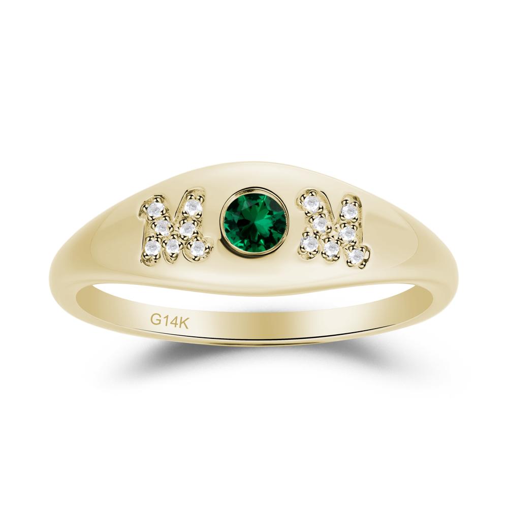 Round Emerald Mom Ring - LUO Jewelry #metal_14k yellow gold