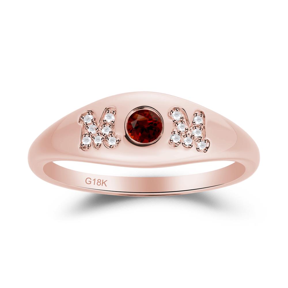 Round Garnet Mom Ring - LUO Jewelry #metal_18k rose gold