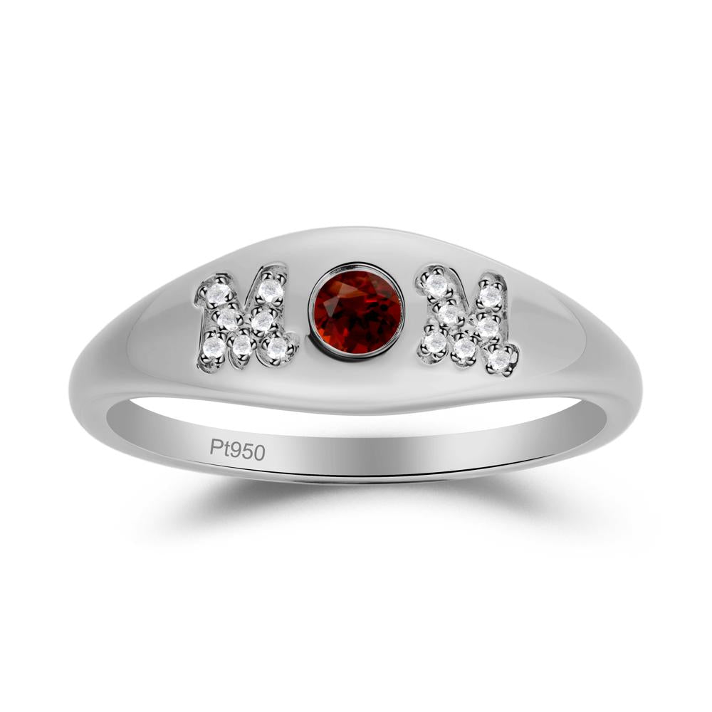 Round Garnet Mom Ring - LUO Jewelry #metal_platinum