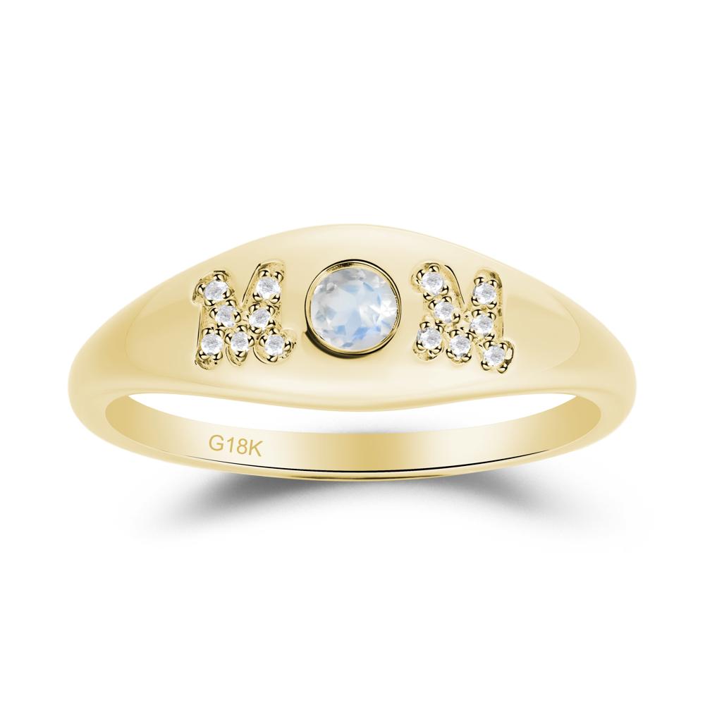 Round Moonstone Mom Ring - LUO Jewelry #metal_18k yellow gold