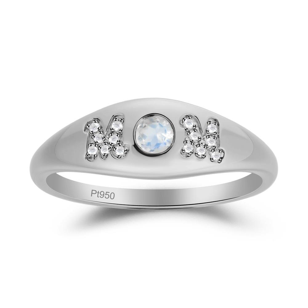 Round Moonstone Mom Ring - LUO Jewelry #metal_platinum