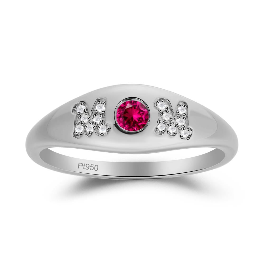 Round Ruby Mother's Ring - LUO Jewelry #metal_platinum