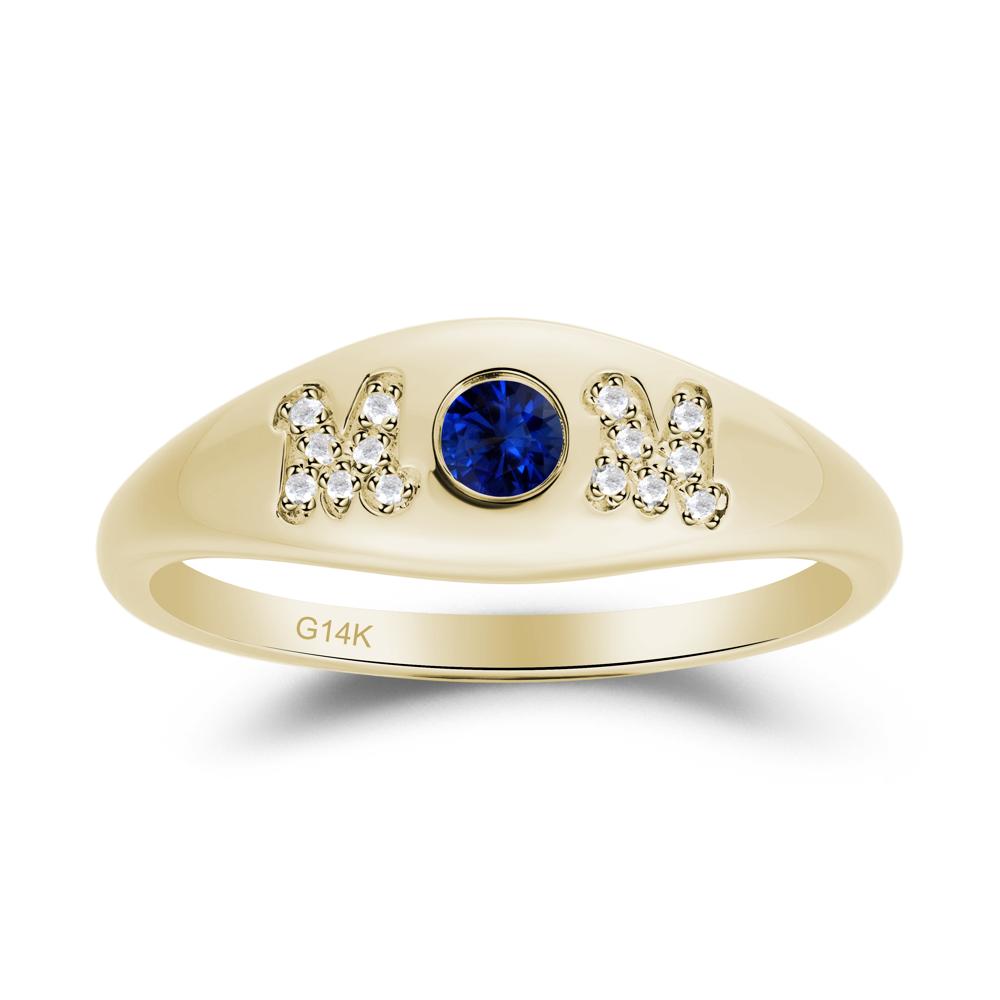 Round Sapphire Mother's Ring - LUO Jewelry #metal_14k yellow gold