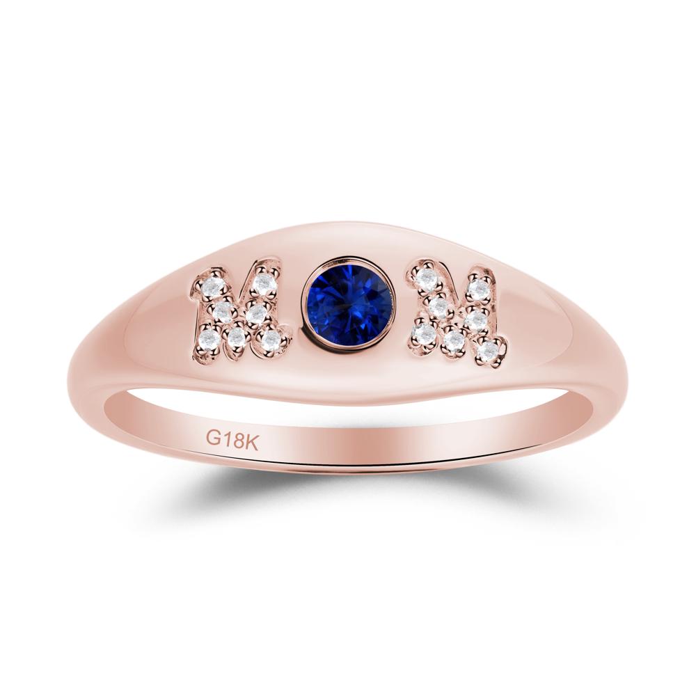 Round Sapphire Mother's Ring - LUO Jewelry #metal_18k rose gold