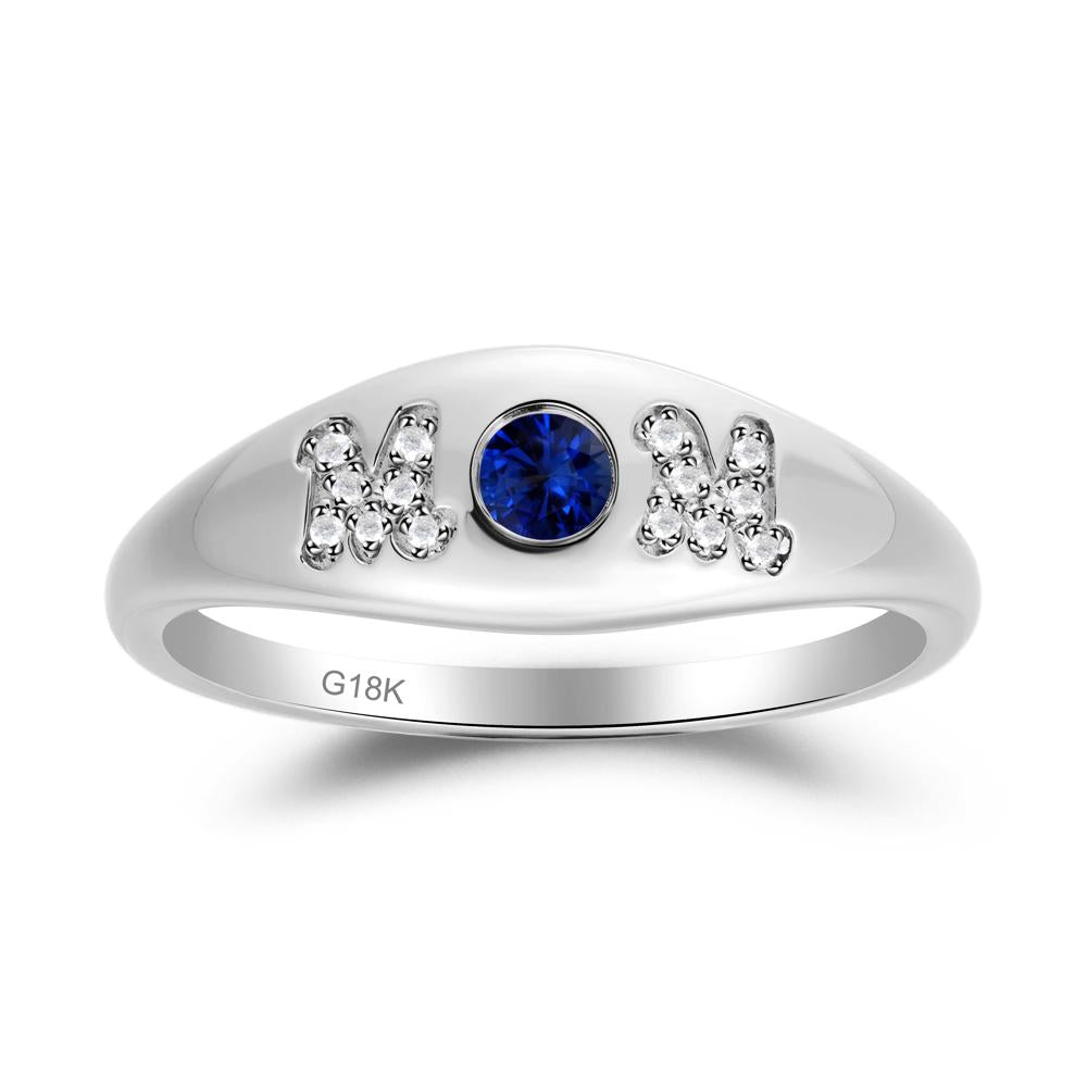 Round Sapphire Mother's Ring - LUO Jewelry #metal_18k white gold