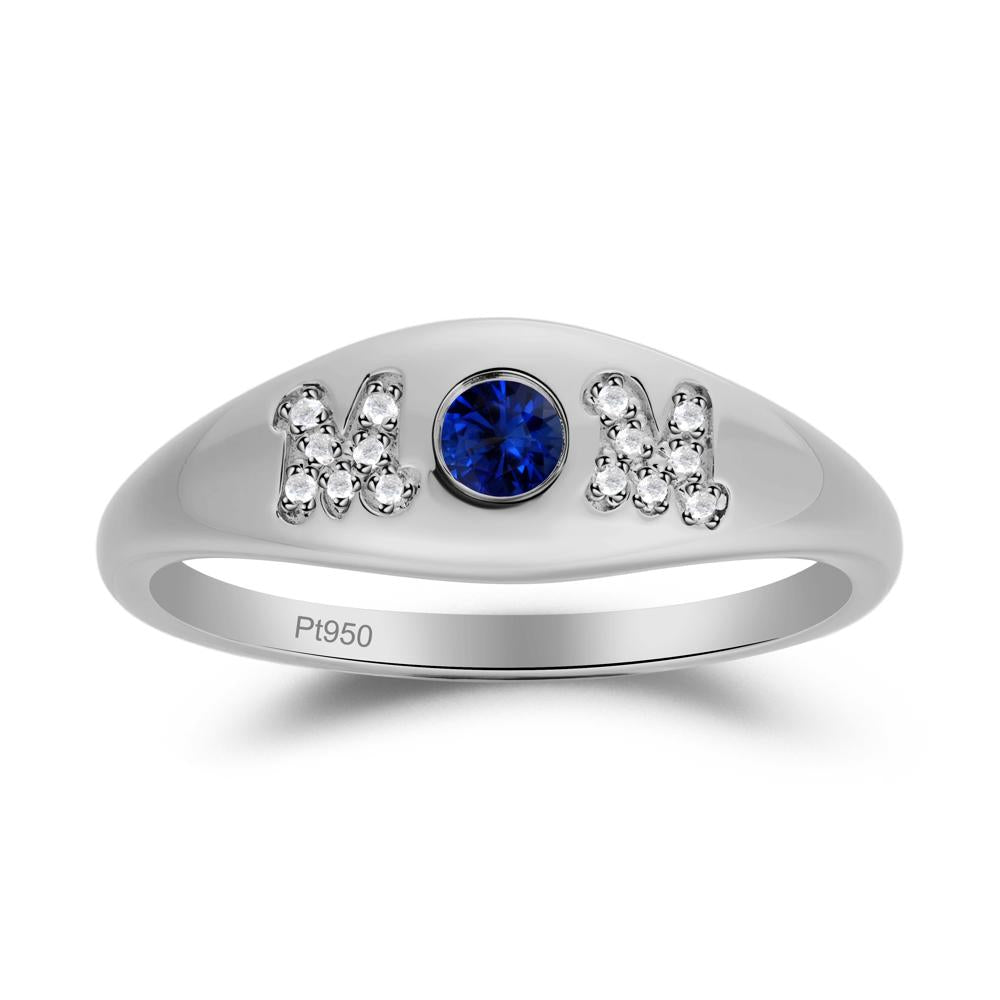Round Sapphire Mother's Ring - LUO Jewelry #metal_platinum