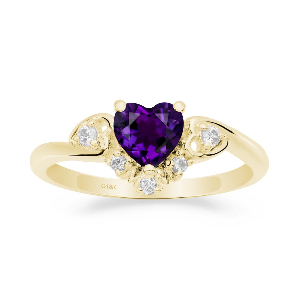 Heart-Shaped Amethyst Promise Ring - LUO Jewelry #metal_18k yellow gold