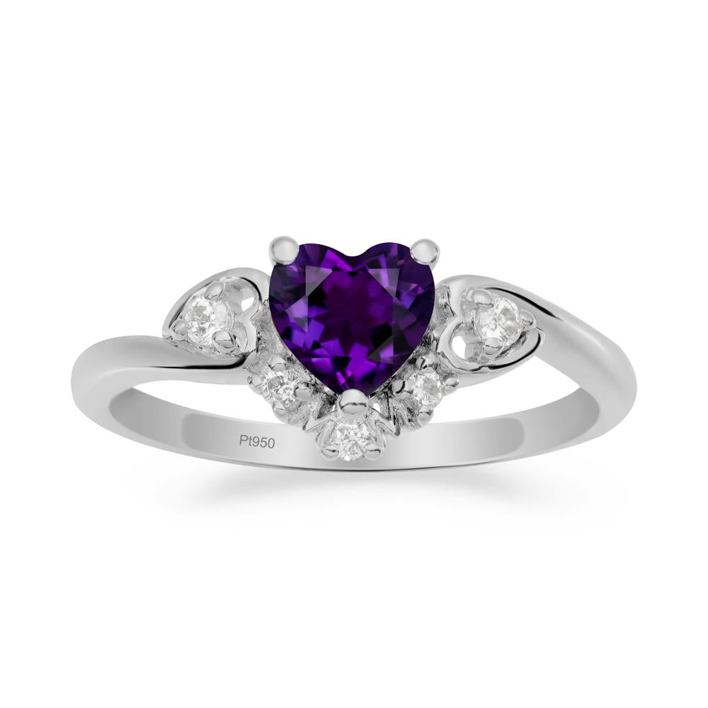 Heart-Shaped Amethyst Promise Ring - LUO Jewelry #metal_platinum
