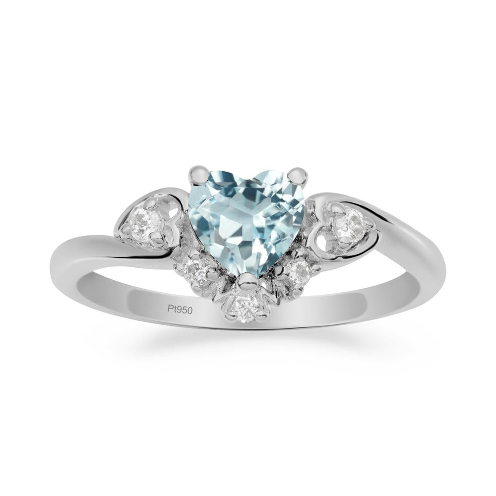 Heart-Shaped Aquamarine Mom Ring - LUO Jewelry #metal_platinum