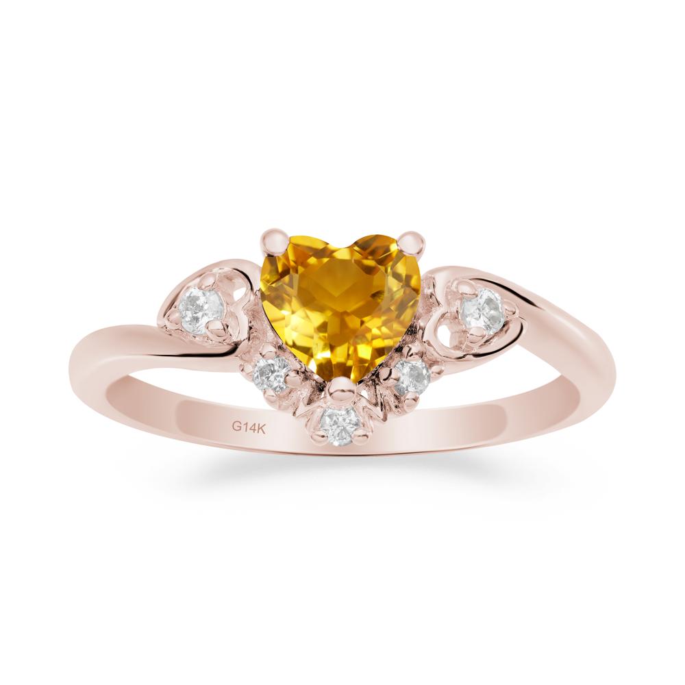 Heart Shaped Citrine Ring for Mom - LUO Jewelry #metal_14k rose gold