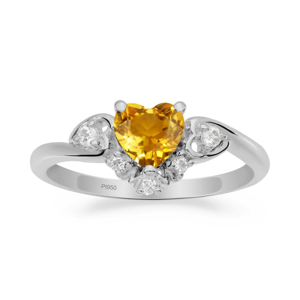 Heart Shaped Citrine Ring for Mom - LUO Jewelry #metal_platinum