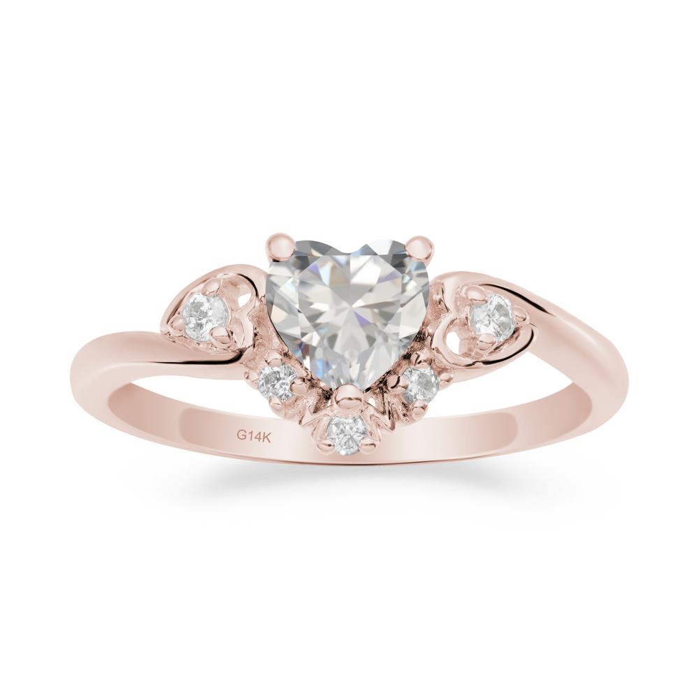 Heart-Shaped Cubic Zirconia Mom Ring - LUO Jewelry #metal_14k rose gold