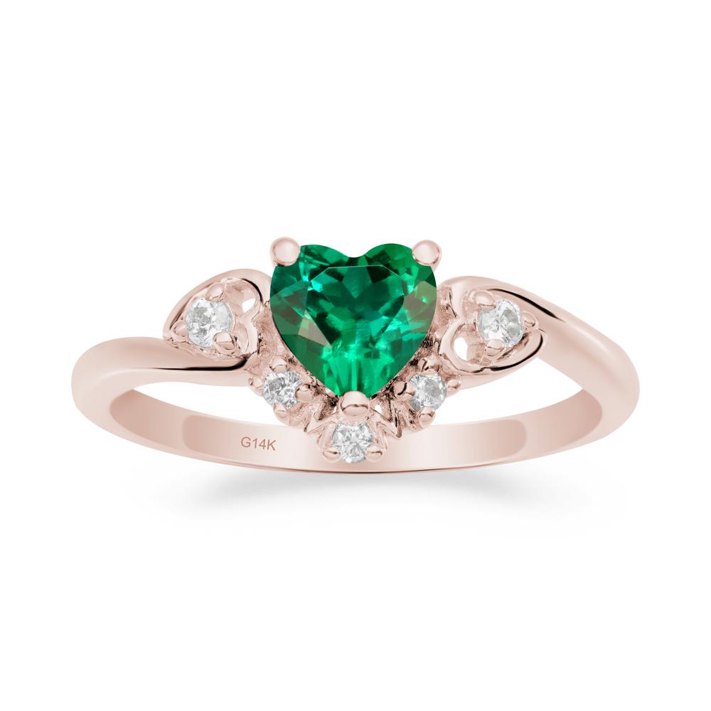 Heart-Shaped Emerald Mom Ring - LUO Jewelry #metal_14k rose gold