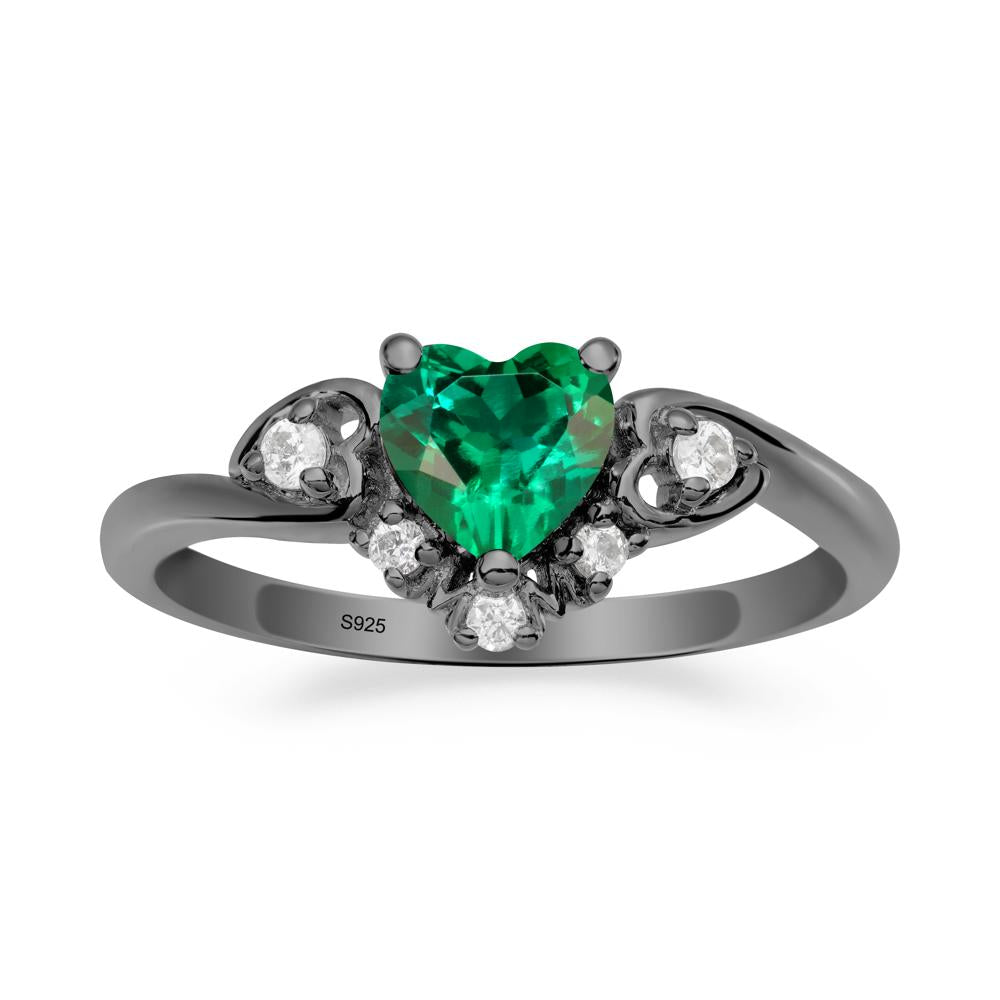 Heart-Shaped Emerald Mom Ring - LUO Jewelry #metal_black finish sterling silver