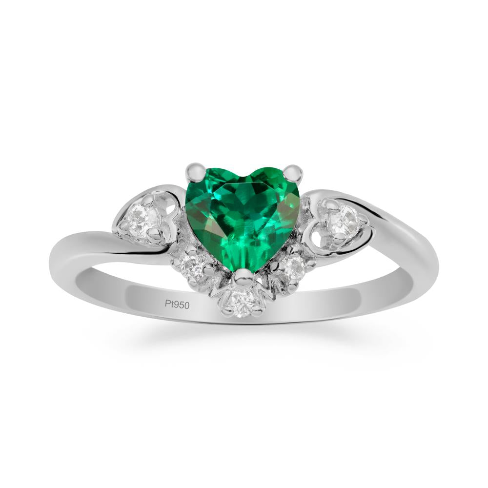 Heart-Shaped Emerald Mom Ring - LUO Jewelry #metal_platinum