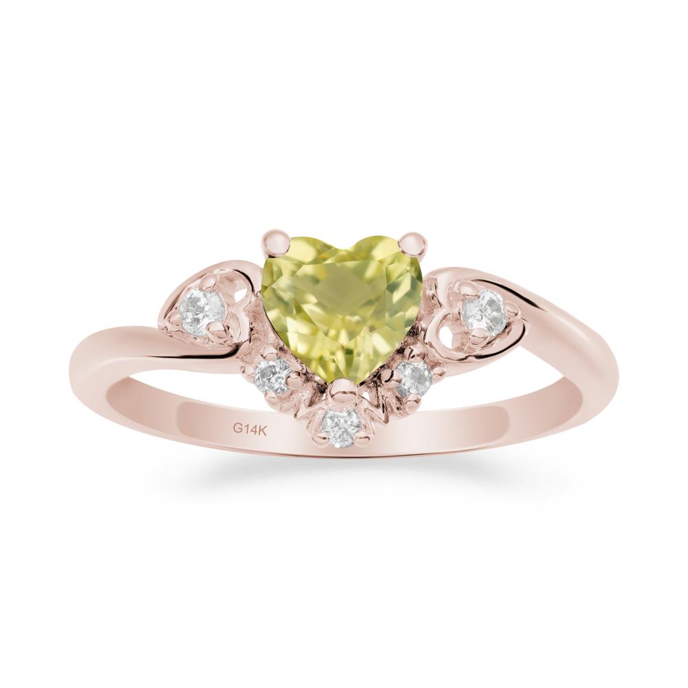 Heart Shaped Lemon Quartz Ring for Mom - LUO Jewelry #metal_14k rose gold