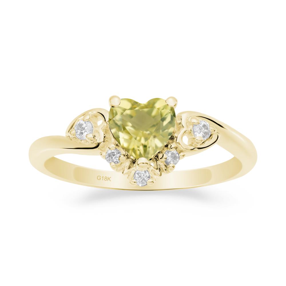 Heart Shaped Lemon Quartz Ring for Mom - LUO Jewelry #metal_18k yellow gold