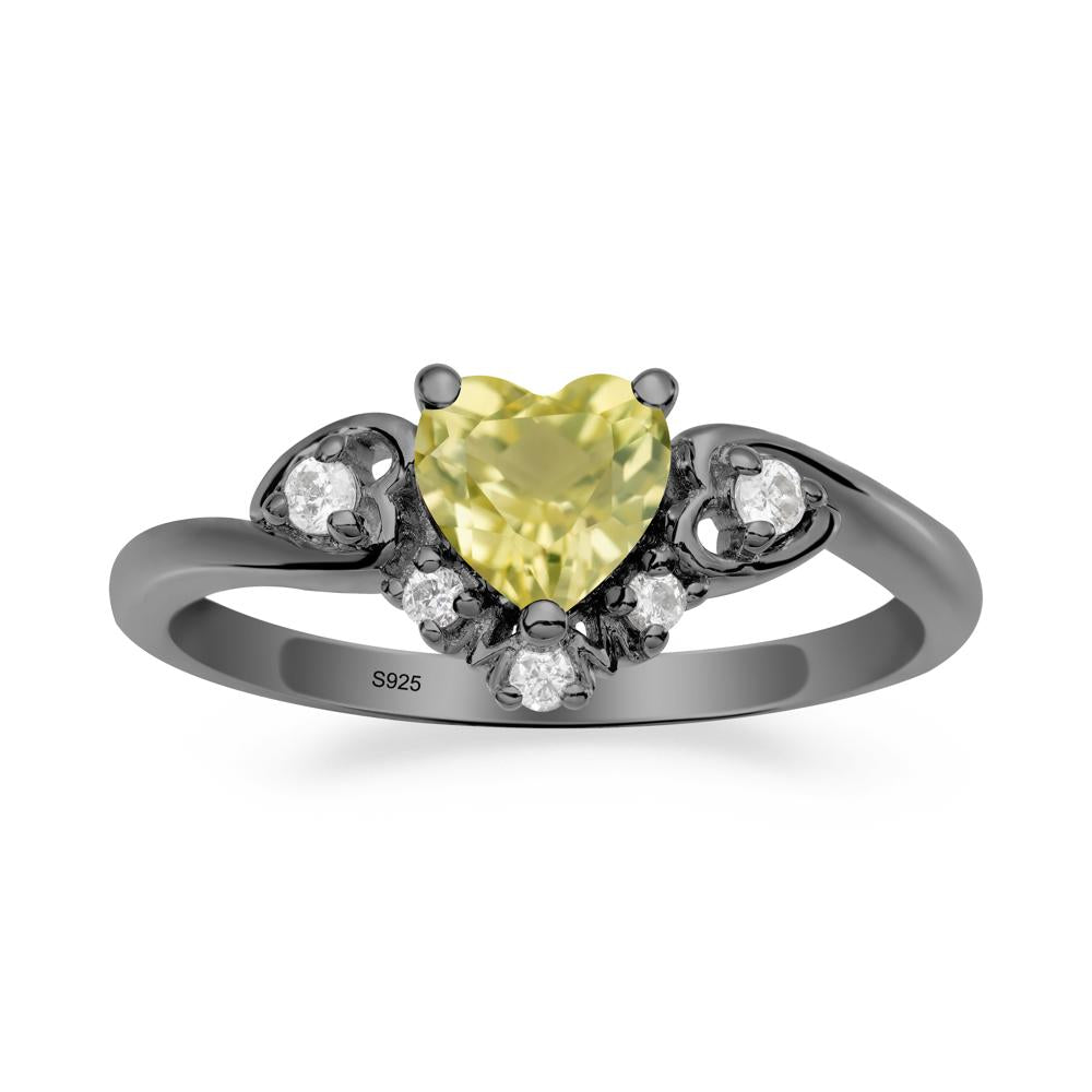 Heart Shaped Lemon Quartz Ring for Mom - LUO Jewelry #metal_black finish sterling silver