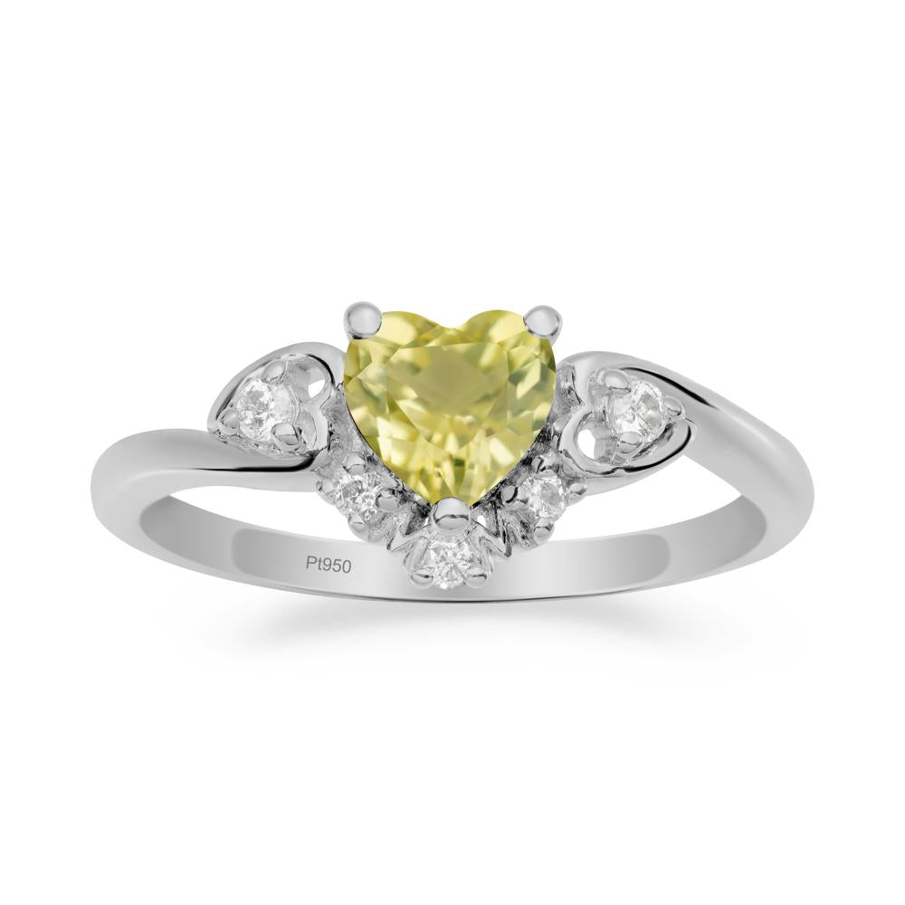Heart Shaped Lemon Quartz Ring for Mom - LUO Jewelry #metal_platinum