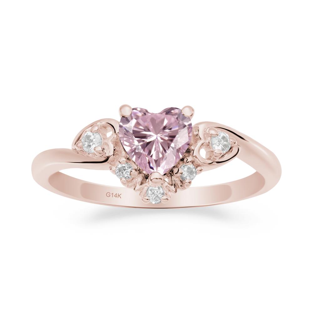 Heart Shaped Pink Cubic Zirconia Ring for Mom - LUO Jewelry #metal_14k rose gold