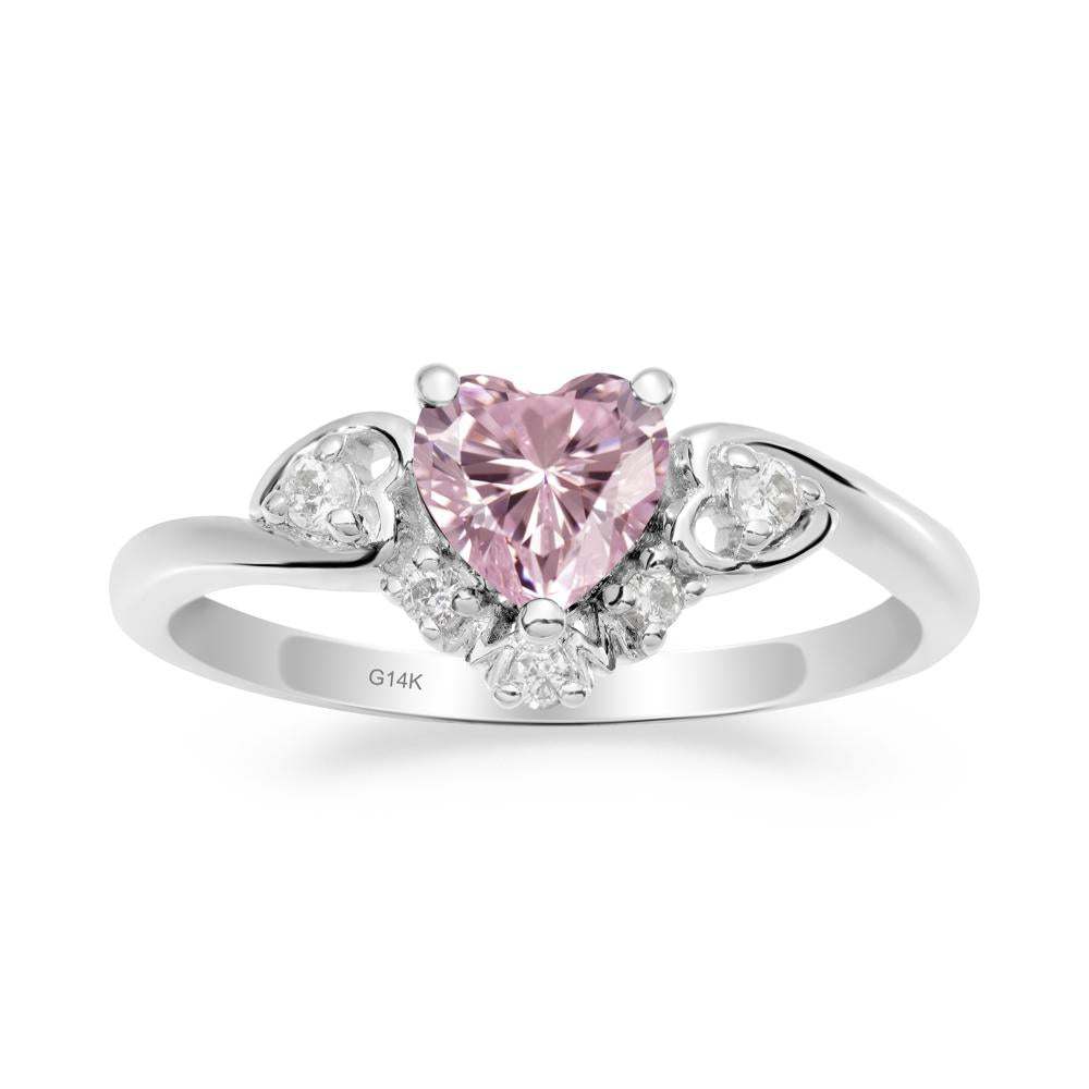 Heart Shaped Pink Cubic Zirconia Ring for Mom - LUO Jewelry #metal_14k white gold