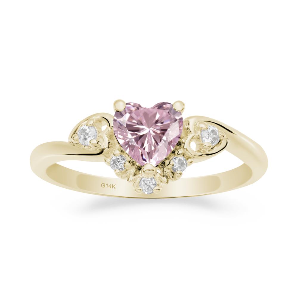 Heart Shaped Pink Cubic Zirconia Ring for Mom - LUO Jewelry #metal_14k yellow gold
