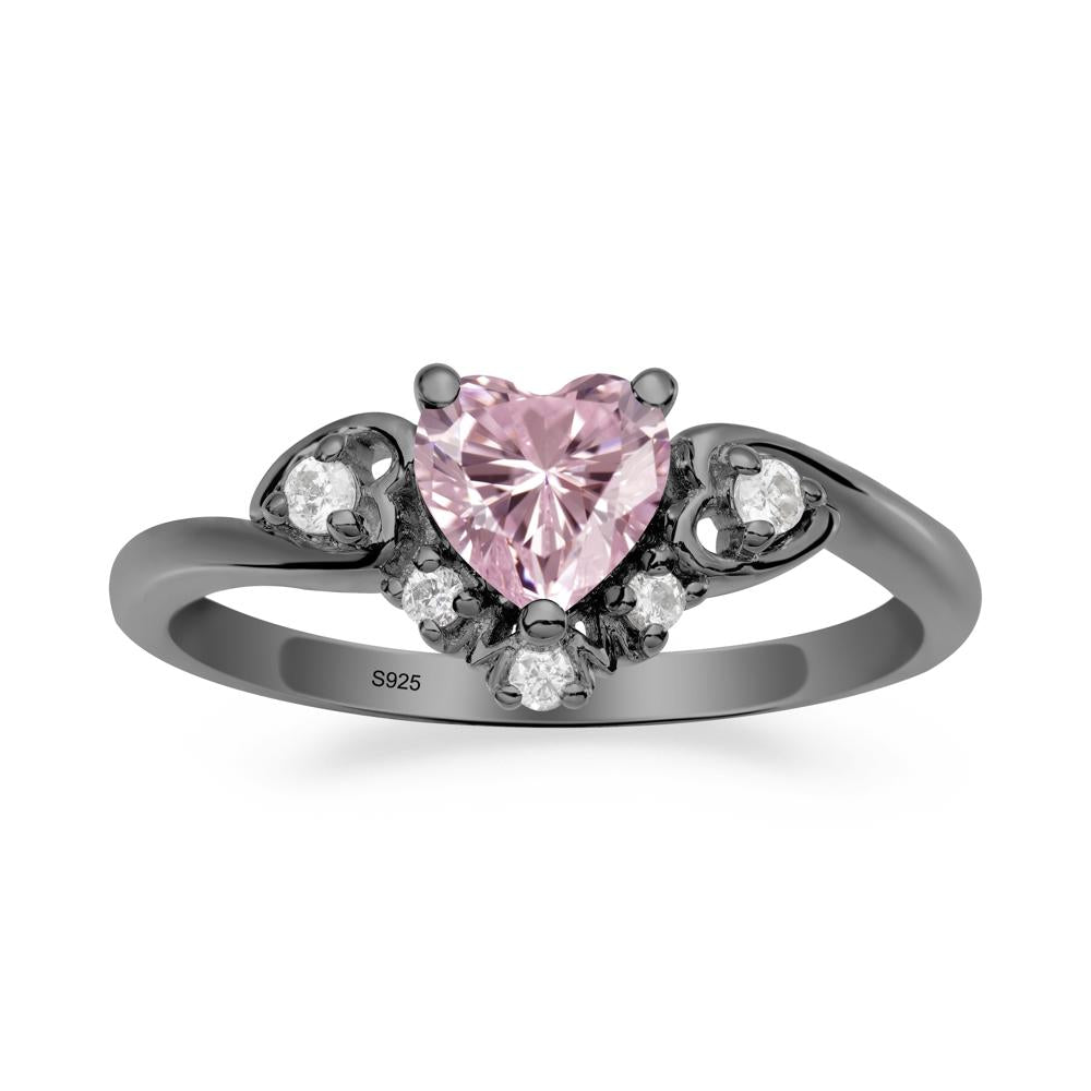 Heart Shaped Pink Cubic Zirconia Ring for Mom - LUO Jewelry #metal_black finish sterling silver