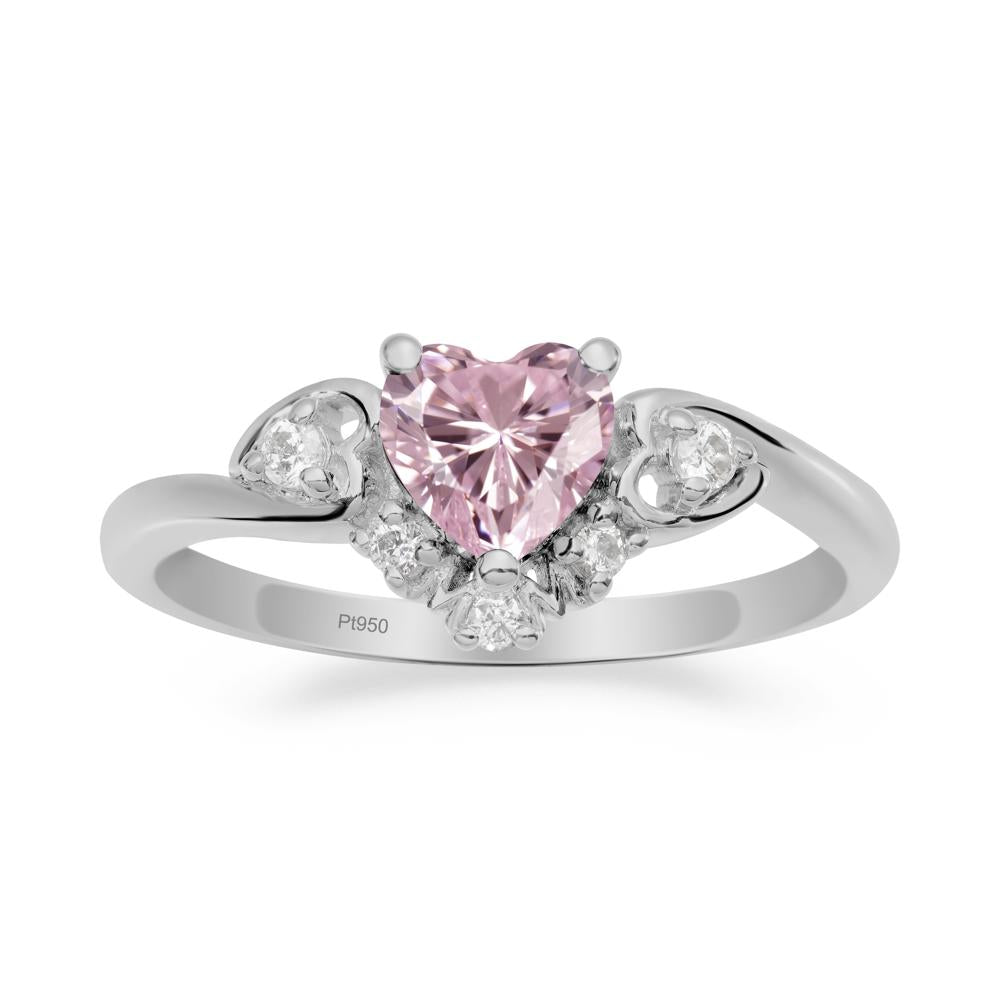 Heart Shaped Pink Cubic Zirconia Ring for Mom - LUO Jewelry #metal_platinum