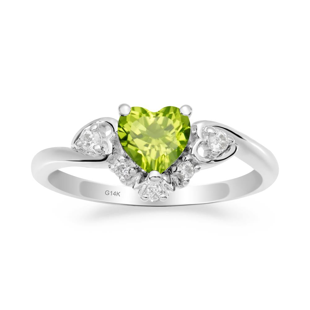 Heart Shaped Peridot Ring for Mom - LUO Jewelry #metal_14k white gold