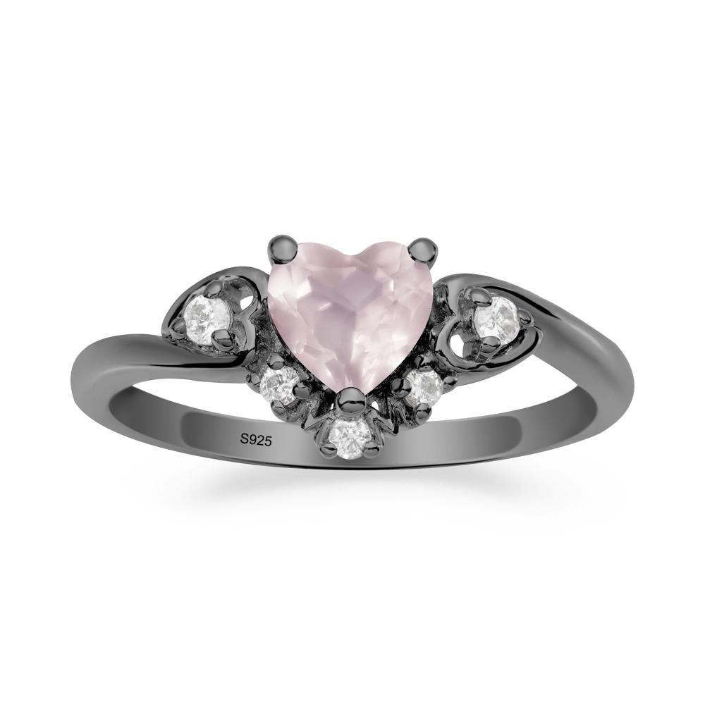 Heart-Shaped Rose Quartz Mom Ring - LUO Jewelry #metal_black finish sterling silver