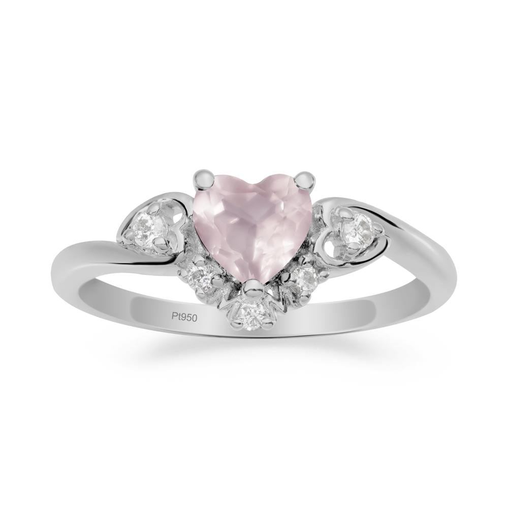 Heart-Shaped Rose Quartz Mom Ring - LUO Jewelry #metal_platinum