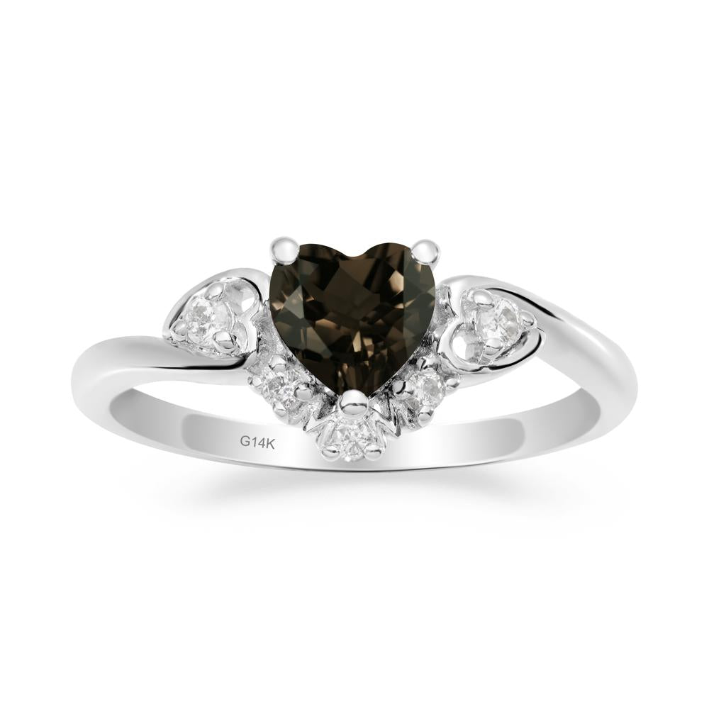 Heart-Shaped Smoky Quartz Promise Ring - LUO Jewelry #metal_14k white gold