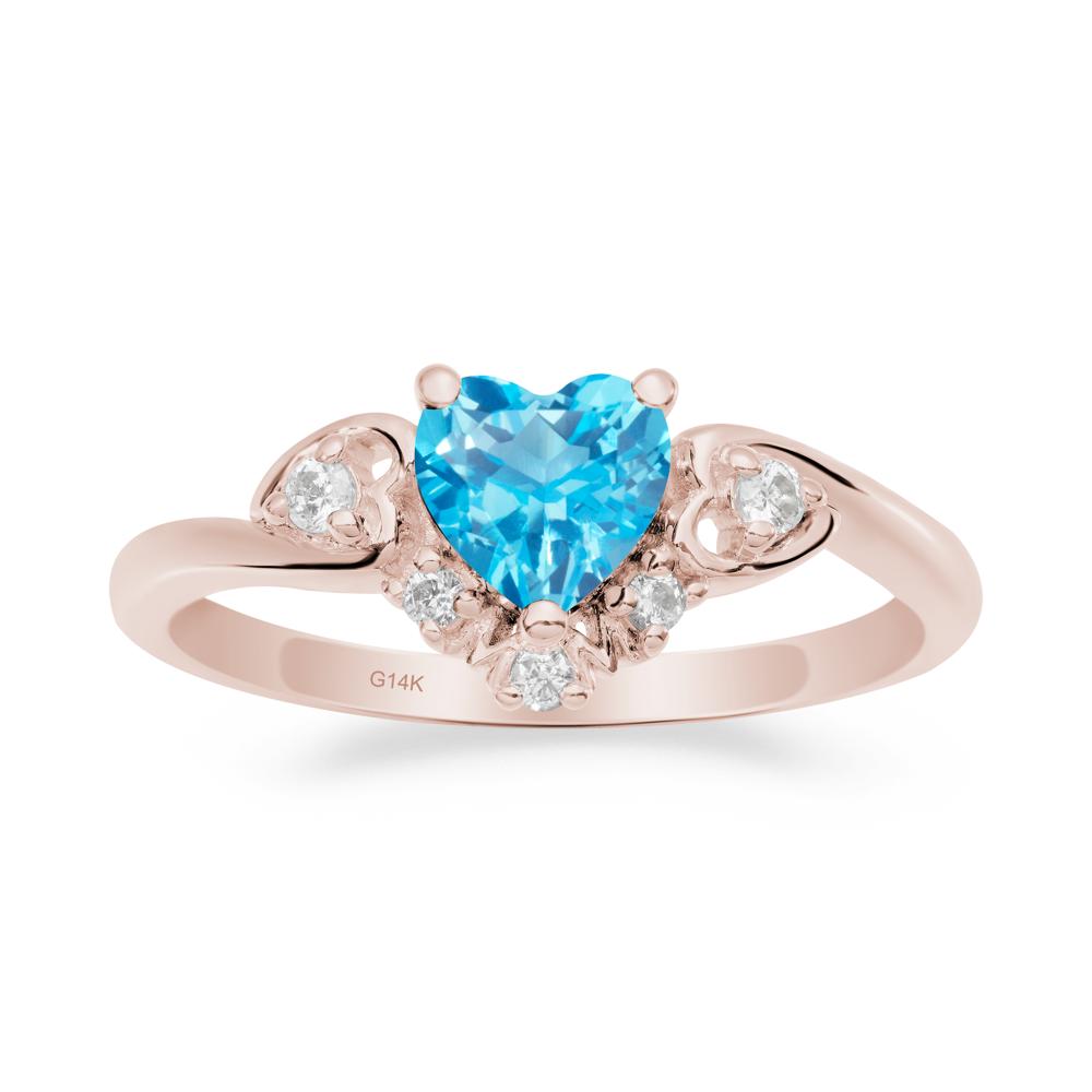 Heart-Shaped Swiss Blue Topaz Promise Ring - LUO Jewelry #metal_14k rose gold