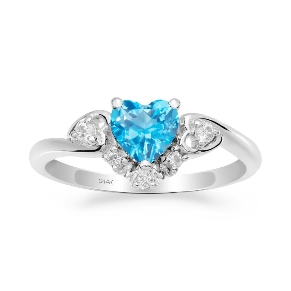 Heart-Shaped Swiss Blue Topaz Promise Ring - LUO Jewelry #metal_14k white gold