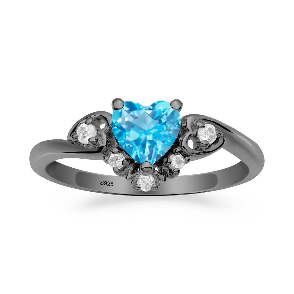 Heart-Shaped Swiss Blue Topaz Promise Ring - LUO Jewelry #metal_black finish sterling silver