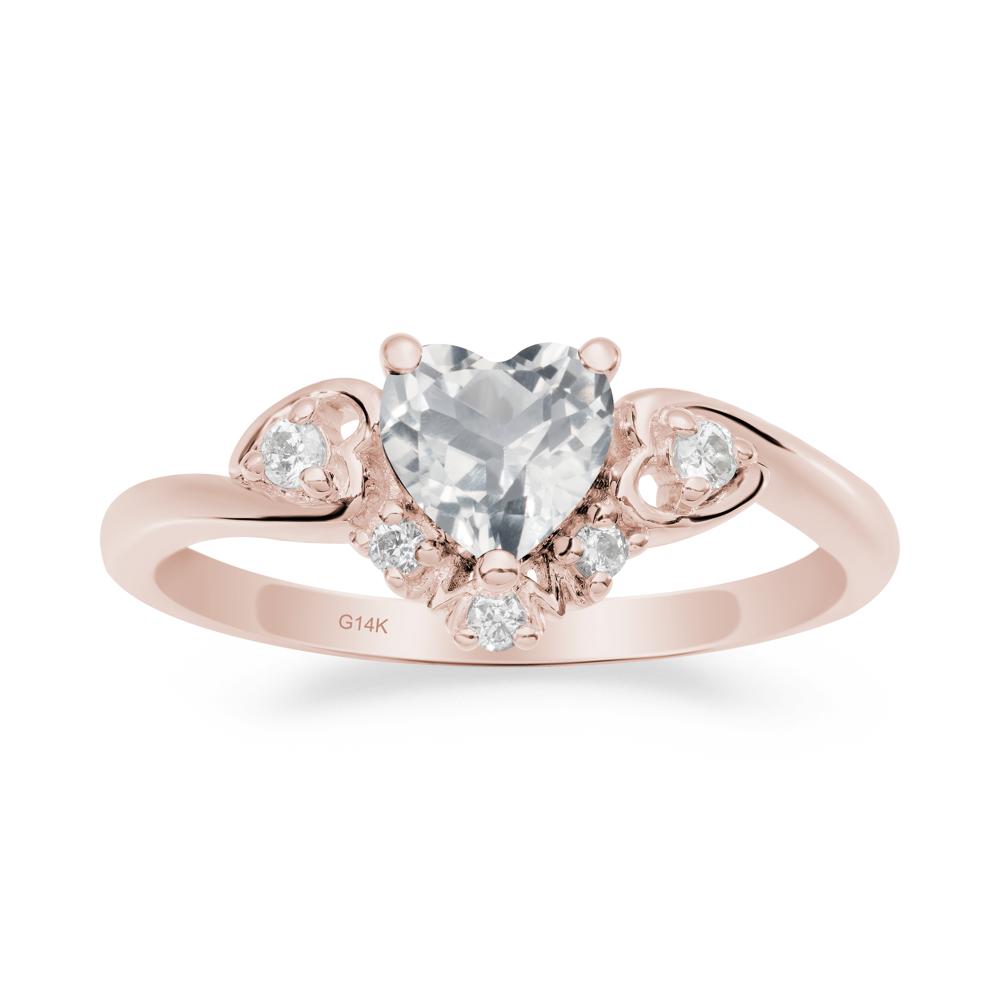 Heart-Shaped White Topaz Promise Ring - LUO Jewelry #metal_14k rose gold