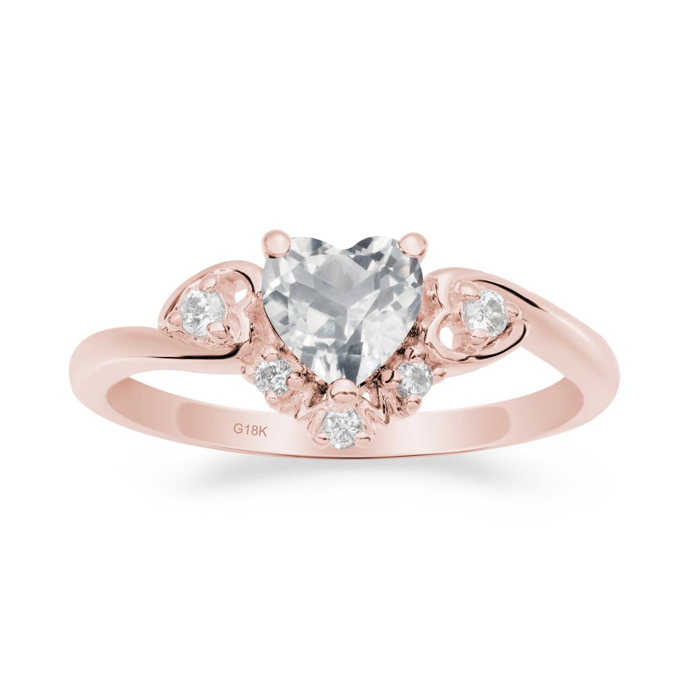 Heart-Shaped White Topaz Promise Ring - LUO Jewelry #metal_18k rose gold