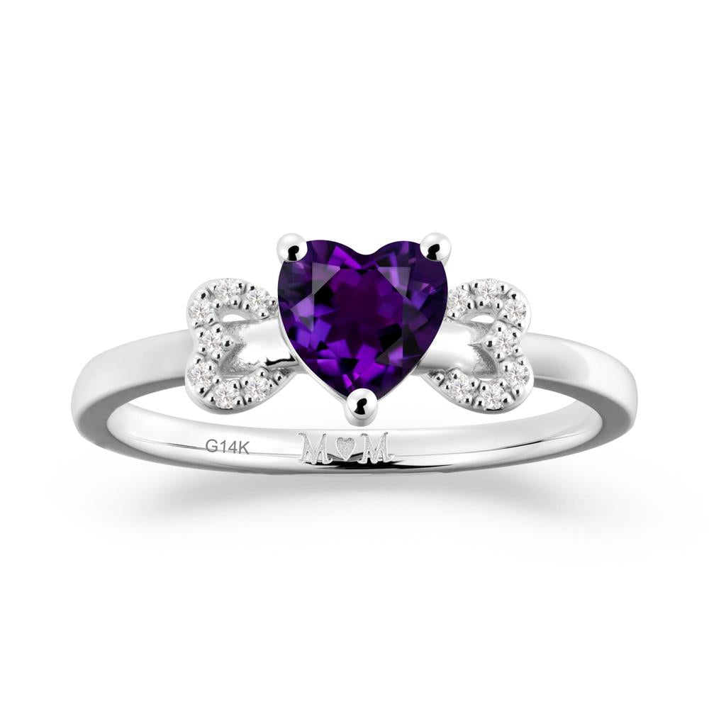 Heart Shapped Amethyst Statement Ring - LUO Jewelry #metal_14k white gold
