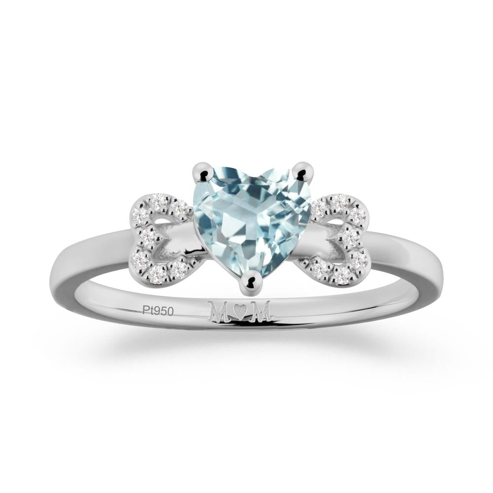 Heart Shapped Aquamarine Statement Ring - LUO Jewelry #metal_platinum
