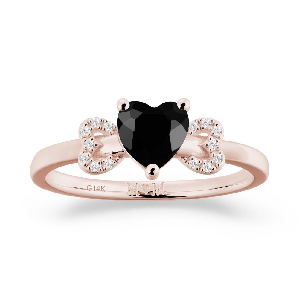 Heart Shapped Black Spinel Statement Ring - LUO Jewelry #metal_14k rose gold