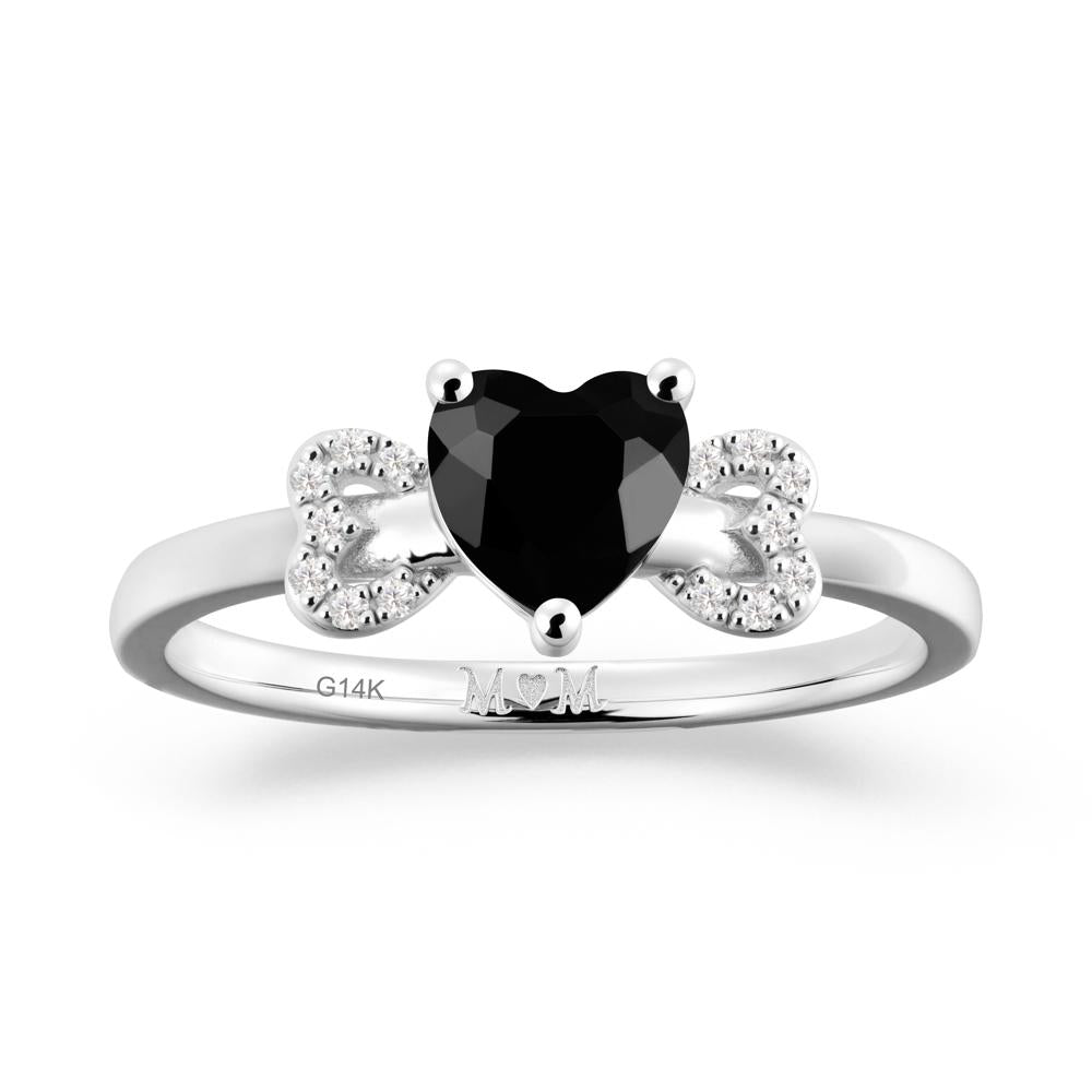 Heart Shapped Black Spinel Statement Ring - LUO Jewelry #metal_14k white gold