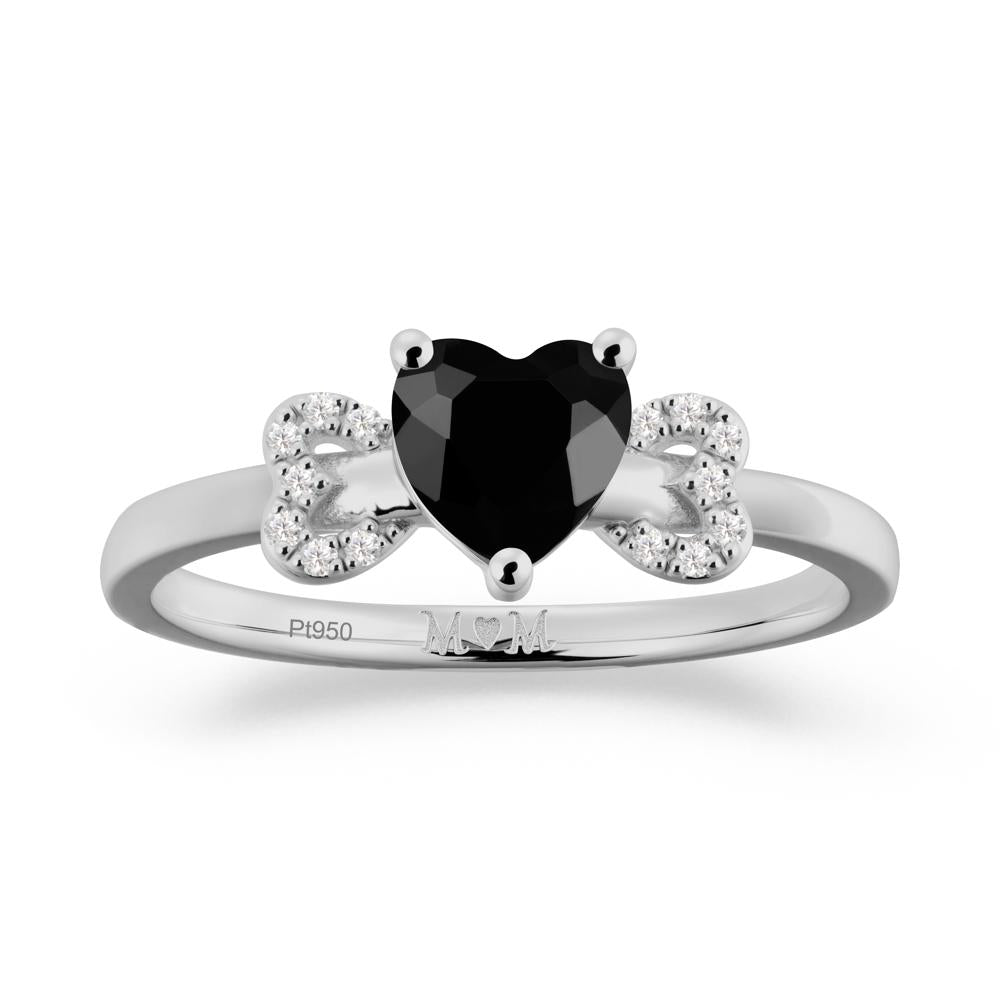 Heart Shapped Black Spinel Statement Ring - LUO Jewelry #metal_platinum