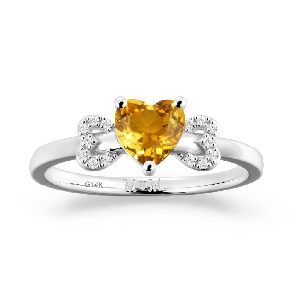 Heart Shapped Citrine Statement Ring - LUO Jewelry #metal_14k white gold