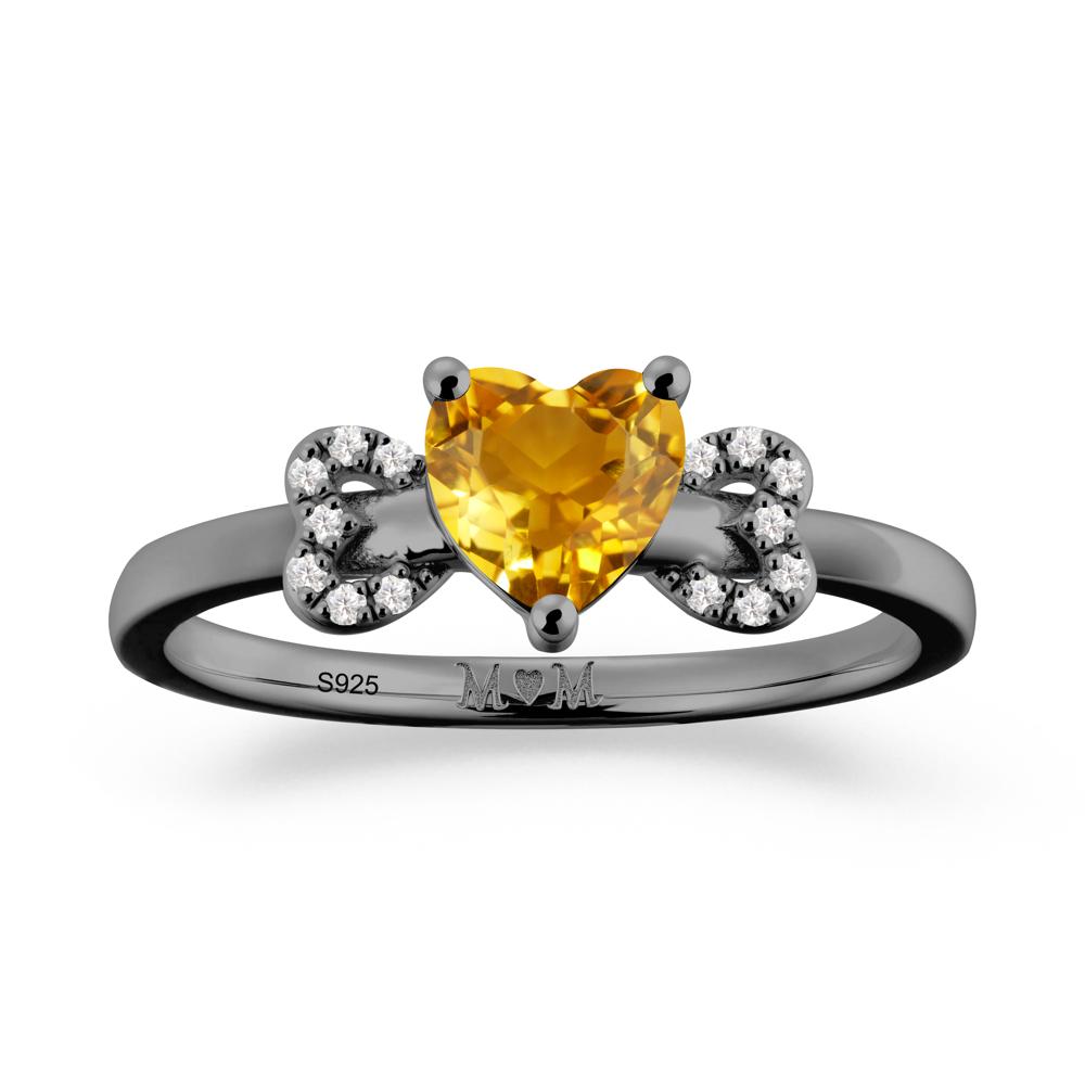 Heart Shapped Citrine Statement Ring - LUO Jewelry #metal_black finish sterling silver