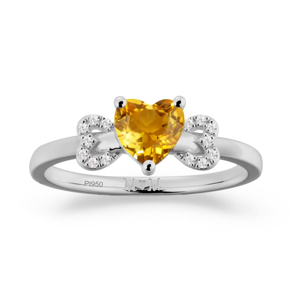 Heart Shapped Citrine Statement Ring - LUO Jewelry #metal_platinum