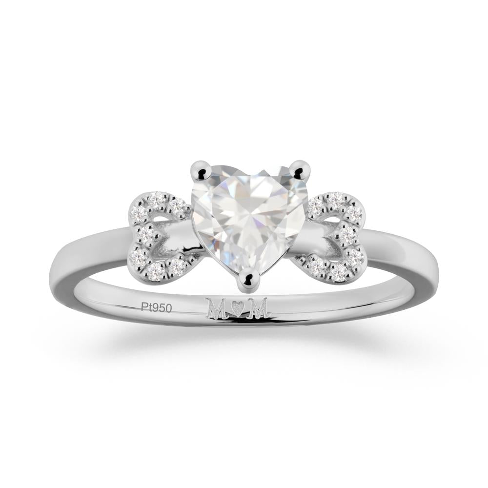 Heart Shapped Cubic Zirconia Statement Ring - LUO Jewelry #metal_platinum