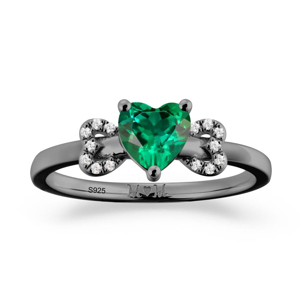 Heart Shapped Emerald Statement Ring - LUO Jewelry #metal_black finish sterling silver