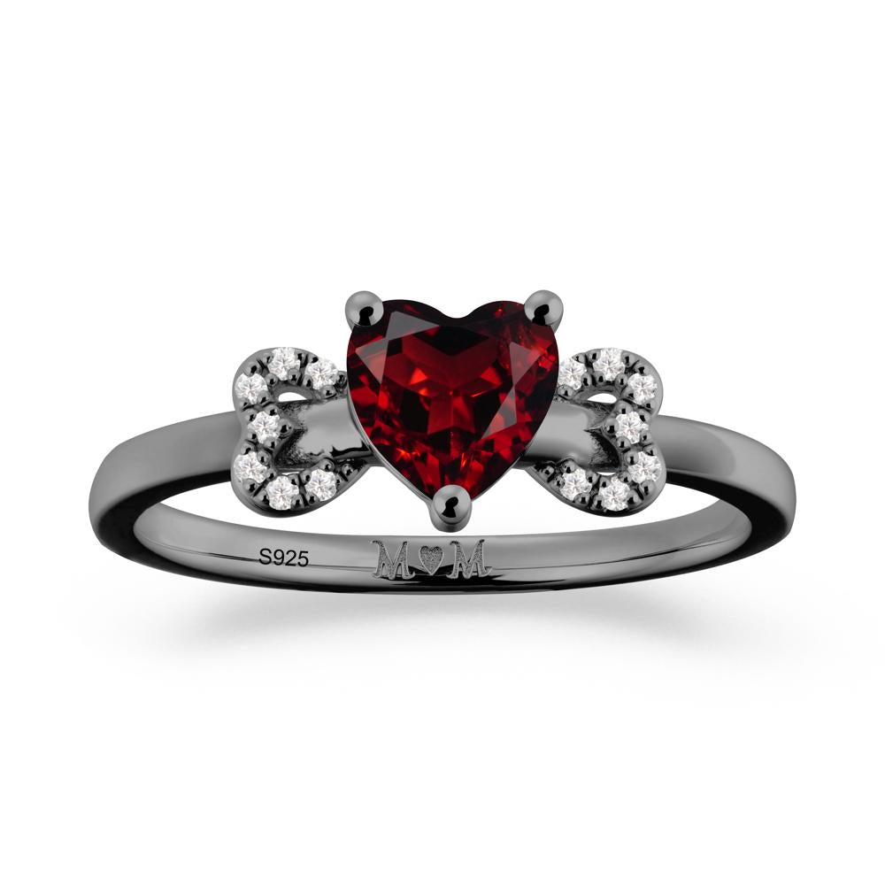 Heart Shapped Garnet Statement Ring - LUO Jewelry #metal_black finish sterling silver