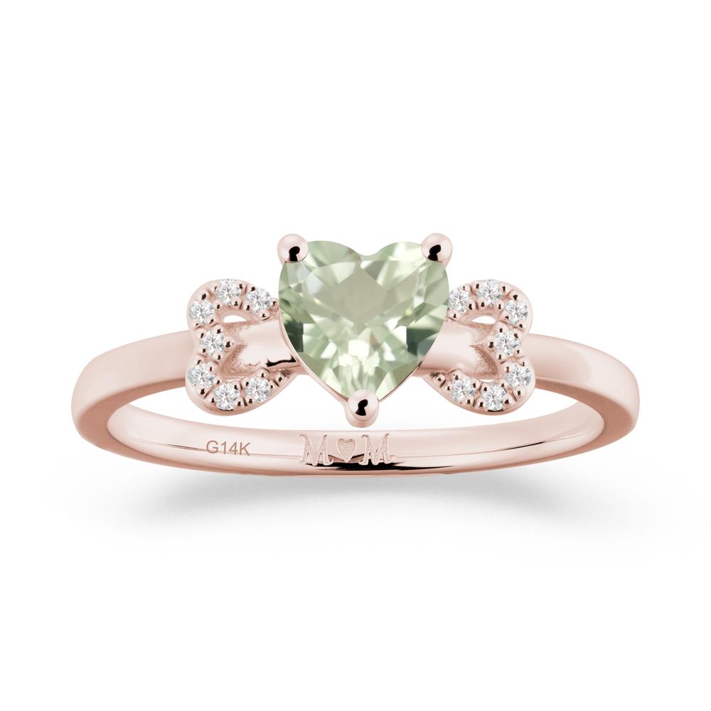 Heart Shapped Green Amethyst Statement Ring - LUO Jewelry #metal_14k rose gold