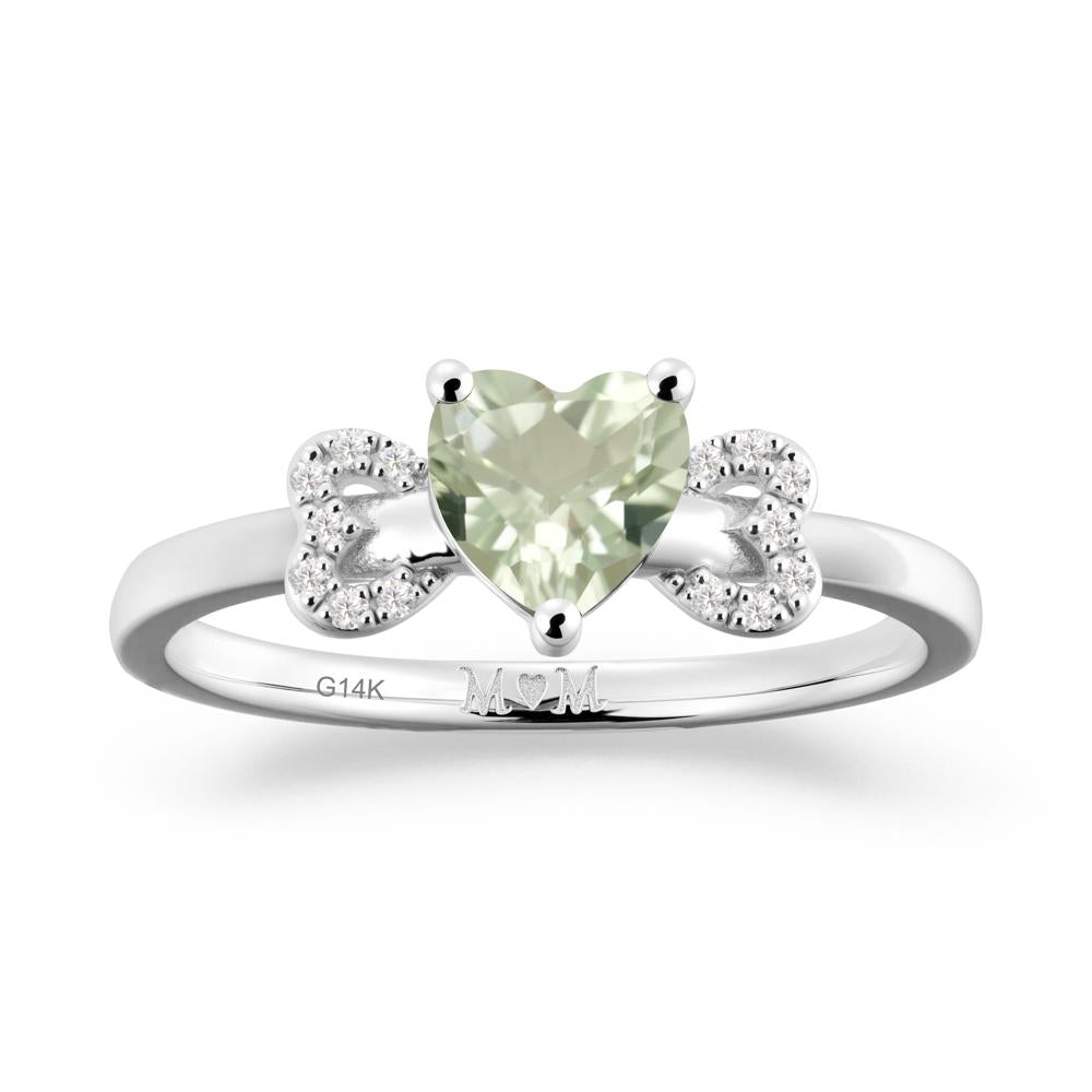 Heart Shapped Green Amethyst Statement Ring - LUO Jewelry #metal_14k white gold